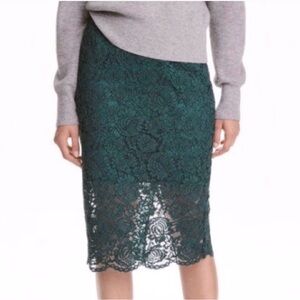 H & M Green Lace Pencil Skirt